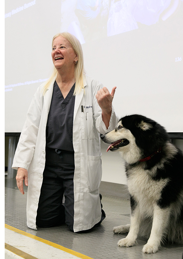 Stephanie mace wan lecturing with dog