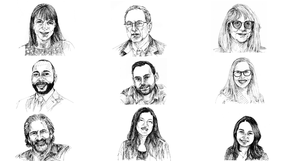 sketches of 9 faculty members