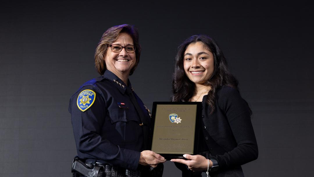 UCI PD Chief and Cabrera with award