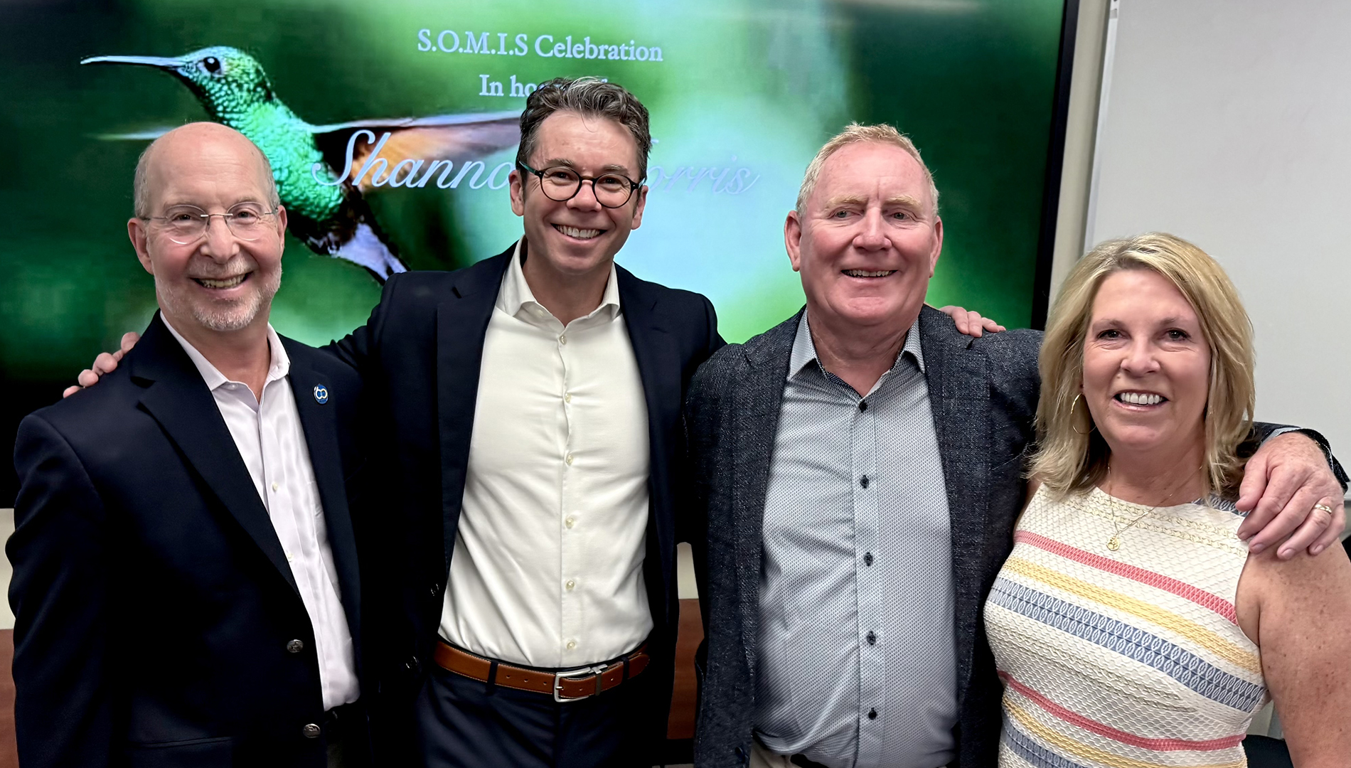 Dean Jon Gould, Professor Jason Schiffman and Peter and Diana Morri