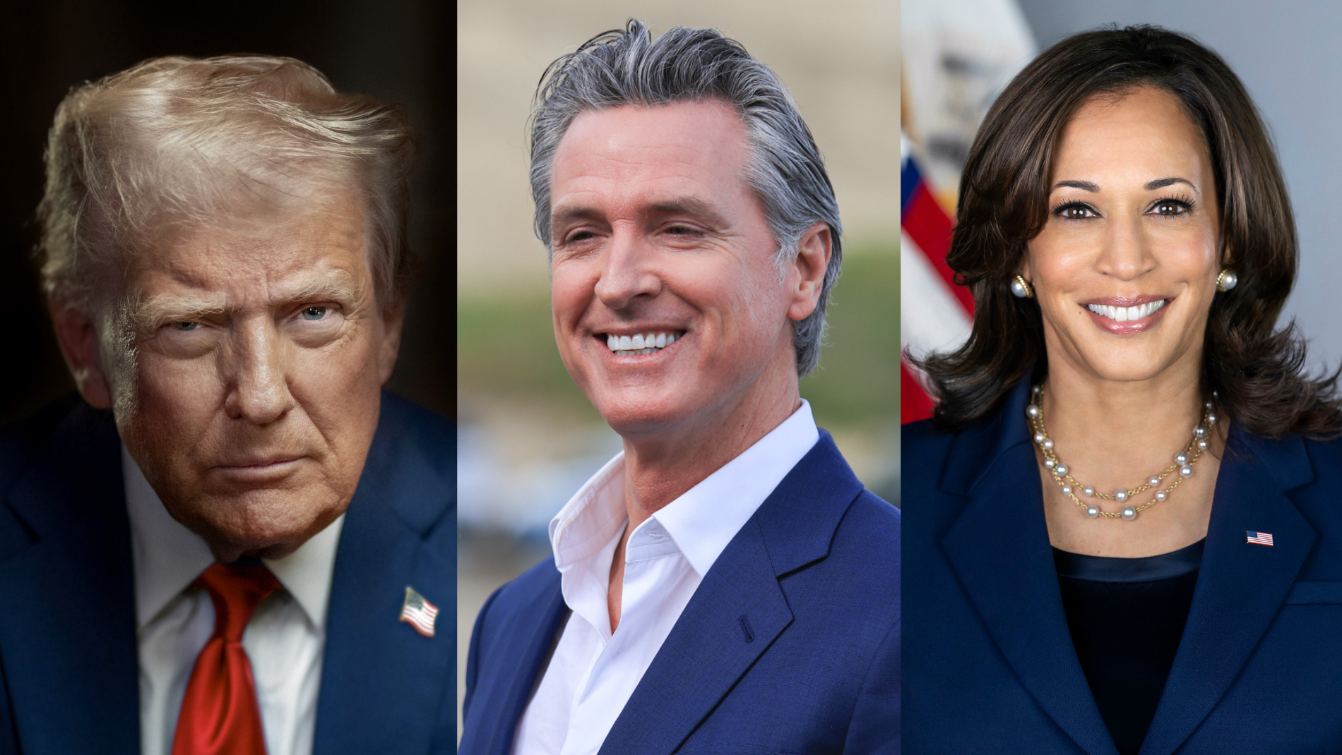Trump, Newsom and Harris