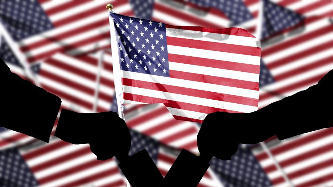 flags and ballot box