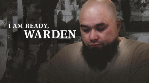 Promotion image of a man looking downward for the documentary "I Am Ready, Warden."