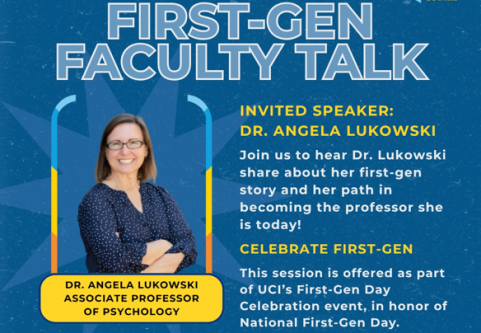 Port of the flier for First-Gen Faculty Talk by Angela Lukowski