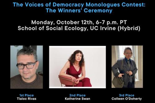 Winners of the UC VOICES Initiative 10-minute monologues event at UCI