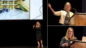 Elizabeth Cauffman, Keramet Reiter and Kristin Turney speaking on stage