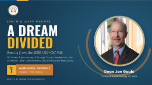 Flier for Lunch & Learn Webinar "A Dream Divided" with Dean Jon Gould