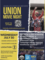This is the flier for the "Union" documentary screening at UCI