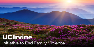 Logo with sun over mountains for the UC Irvine Initiative to End Family Violence