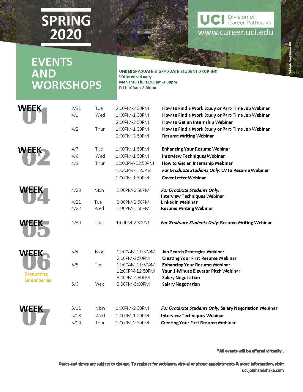 spring events and workshops